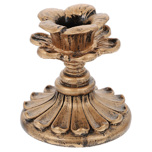 TOPPERFUN Vintage Candle Holder, 2.99in Resin Gothic Taper Candle Holder, Floral Decorative Brass Candlesticks European Style Home Decoration for Wedding Party Anniversary Table Fireplace