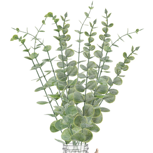 LYRWI 10pcs Eucalyptus Stems Artificial Eucalyptus Leaves Fake Greenery Branches Fake Flowers for Wedding Centerpiece Spring Easter Farmhouse Home Decoration
