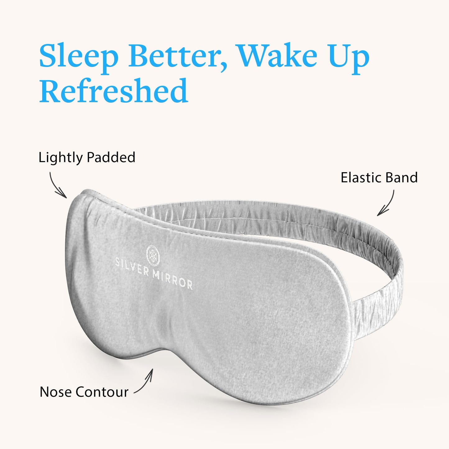 Sleep Mask in Silver, 100% Silk, Pure Mulberry Silk, Light Blocking Eye Mask with Elastic Strap for Sleep & Travel, Ultra Soft, No Pressure, Reduce Puffy Eyes, Machine Washable, By Silver Mirror