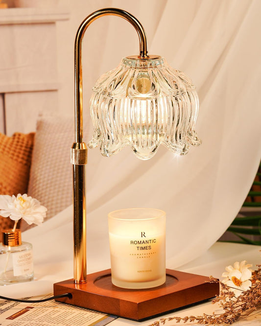 Clear Crystal Candle Warmer Lamp with Timer & Dimmer, Candle Warmer Adjustable Height, Christmas Birthday Gifts for Women Mom, House Warming New Home Bedroom Decor, Flower Wax Warmer for Jar Candle