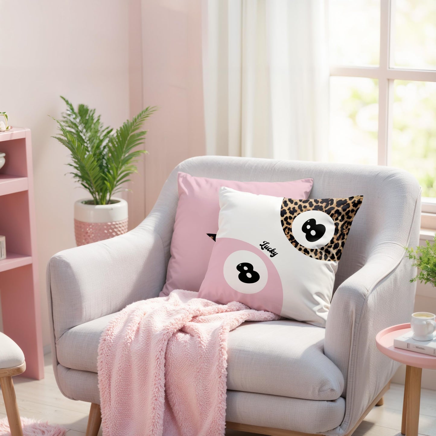 GTYNU Trendy Funky Cheetah Pink Y2K Luck 8 Ball Throw Pillow Covers 18x18 Set of 2,Cheetah Leopard Lover Gifts for Women,Coquette Preppy Pillow Covers for Girls Room Dorm Apartment Decor,（611）