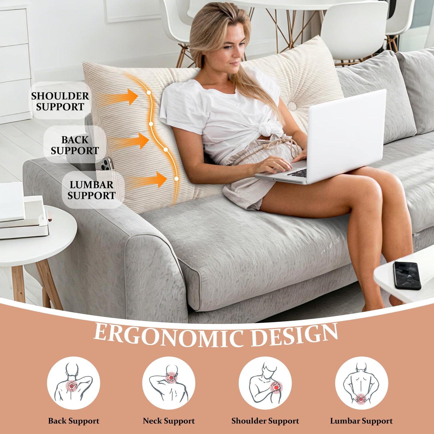 UUluhao Wedge Headboard Backrest Pillows for Sitting Up in Bed Rest Large Triangle Bolster Cushion Daybed Pillow Lumbar Support Leg Positioning Cushion,Pink 39 * 15.7 * 4.7in