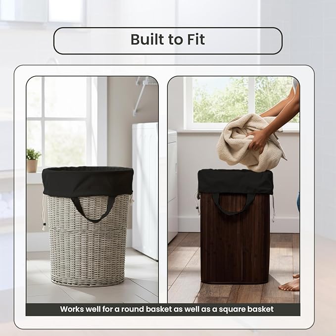 LFH Home Large Premium 1pack Cotton Canvas Laundry Bag with Drawstring and Handles Heavy Duty, Multi-Use, and Washable for Home, Travel, College or Storage 24x36-Black