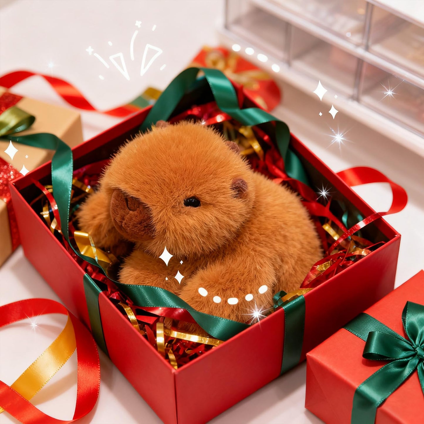 PEACH CAT Capybara Plush 7" Cute Capibara Stuffed Animals Soft Plushies Toys Gifts for Kids Brown