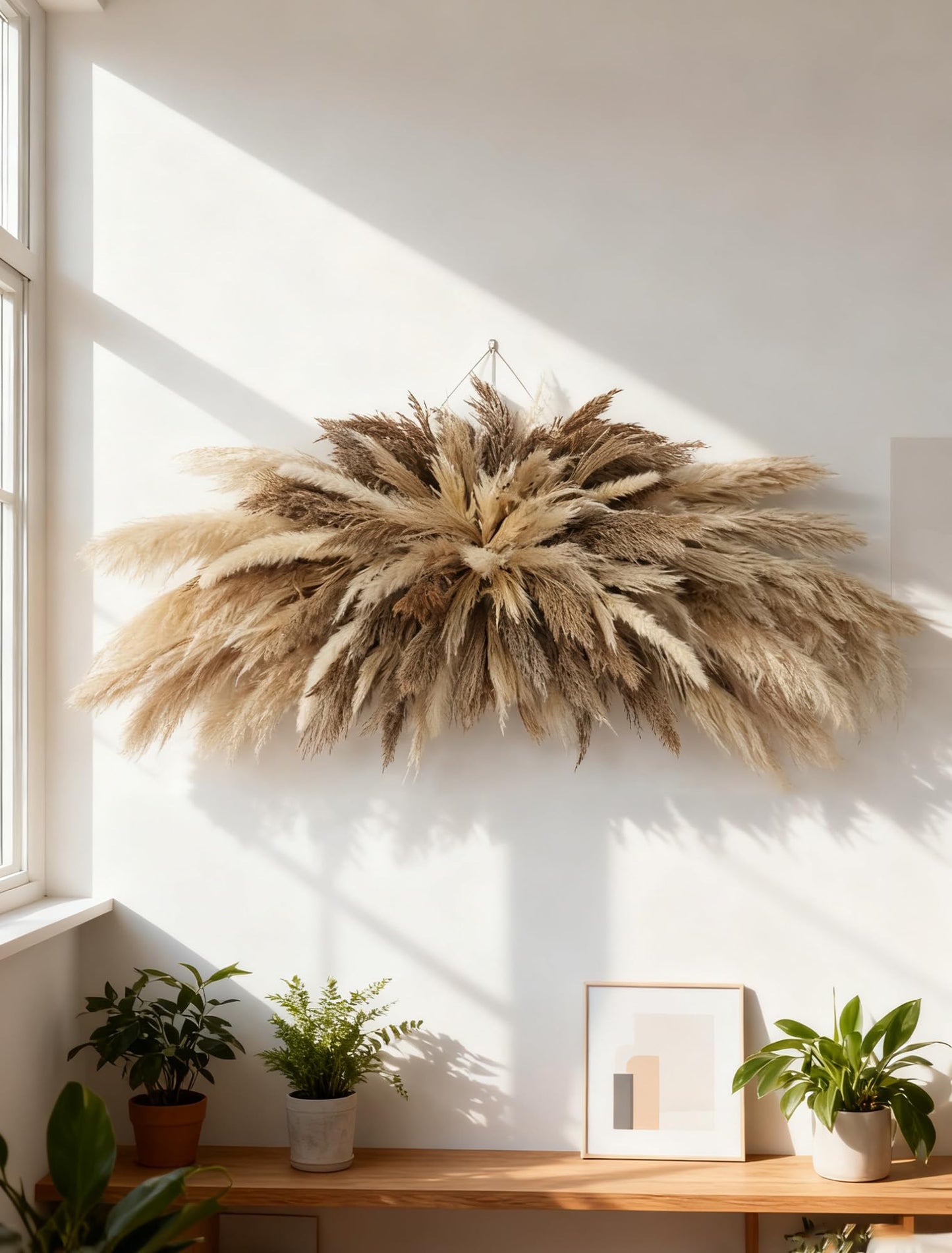 Large Boho Decor Pampas Grass Wall Decor - Need to Assembled