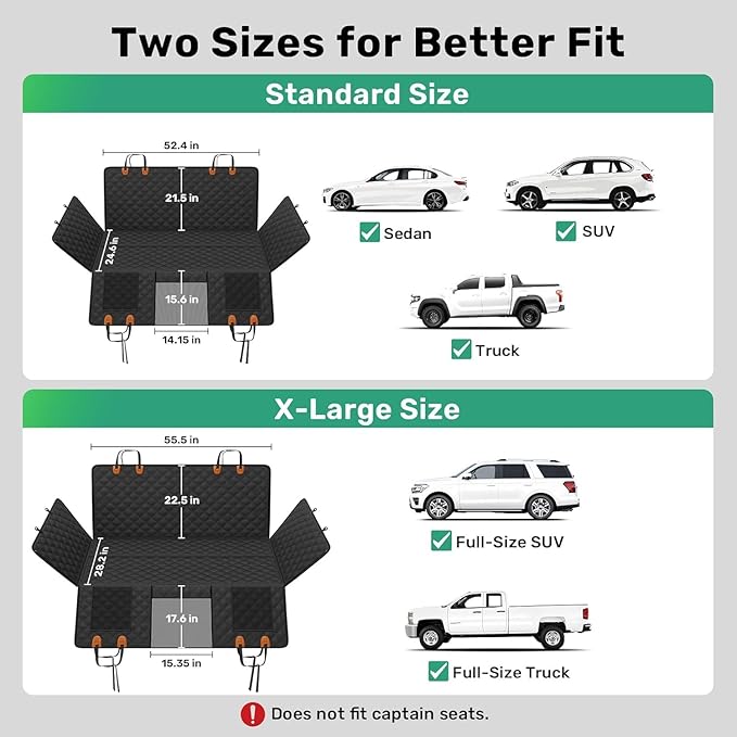 Zanch Heavy-Duty Dog Truck Seat Cover, Flat Solid Back Seat Extender for Multi Large Dogs, Hard-Base Supports 450 lb, Waterproof Hammock Protector, XL for Full-Size Crew Cab Trucks & SUVs, Orange