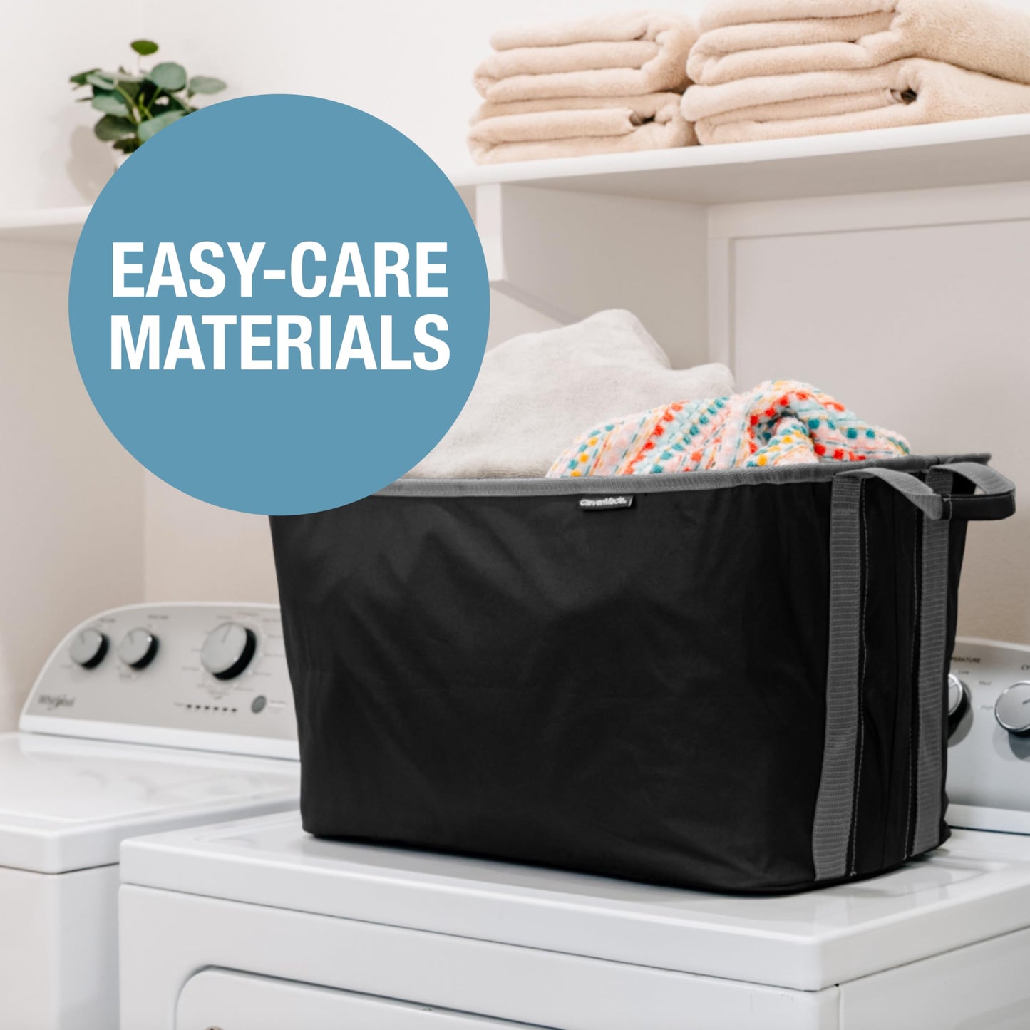 CleverMade Collapsible Laundry Basket 2 Pack – 60L (16 Gal) Foldable Clothes Hamper with Reinforced Handles, Space Saving Fabric Laundry Bin, Holds 55 lbs, Flat Folding for Home & Travel - Black