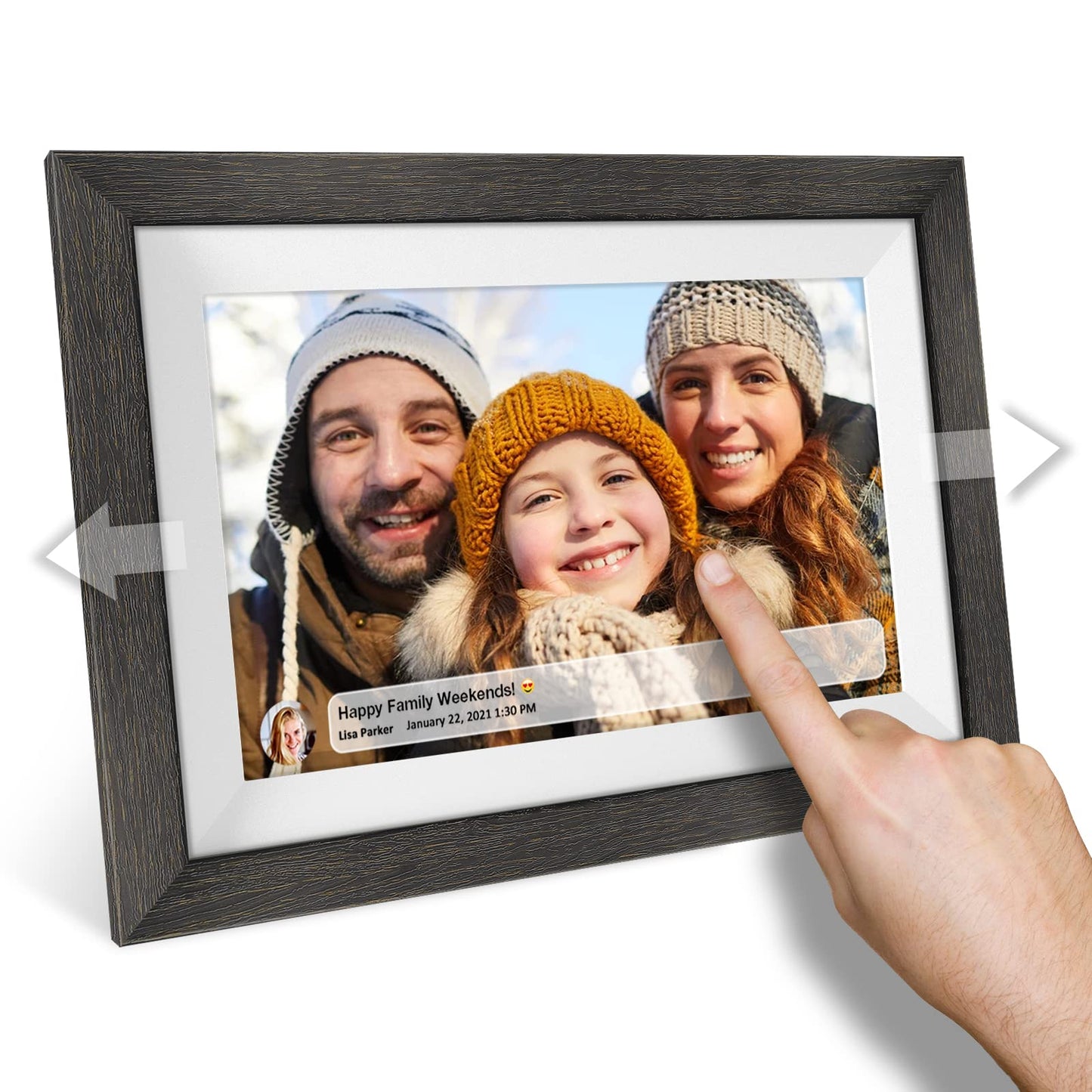 Frameo 10.1 inch Digital Picture Frame WiFi Smart Digital Photo Frame Wood