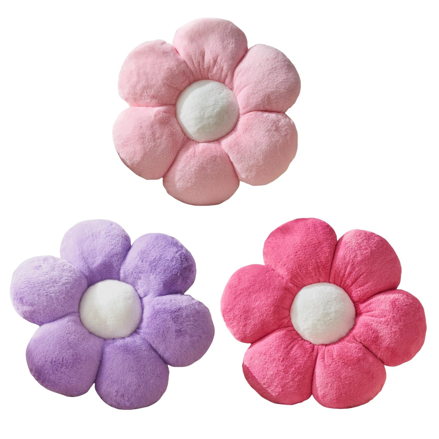Vdoioe 3PCS Flower Pillow Set,Flower Throw Pillow 15.7In Daisy Pillow Cute Decorative Pillow Cushion Home Decor& Plush Pillow for Sofa Couch Bed Reading Tent.