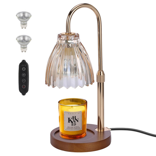 Candle Warmer Lamp with Timer Dimmer,Height Adjustable No Flame Candles Warming Light,Birthday Gifts for Women,New Home Room Decor,Wax Melt Warmer for Scented Jar Candles(2 * 50W Bulb) (1 Pack-F)