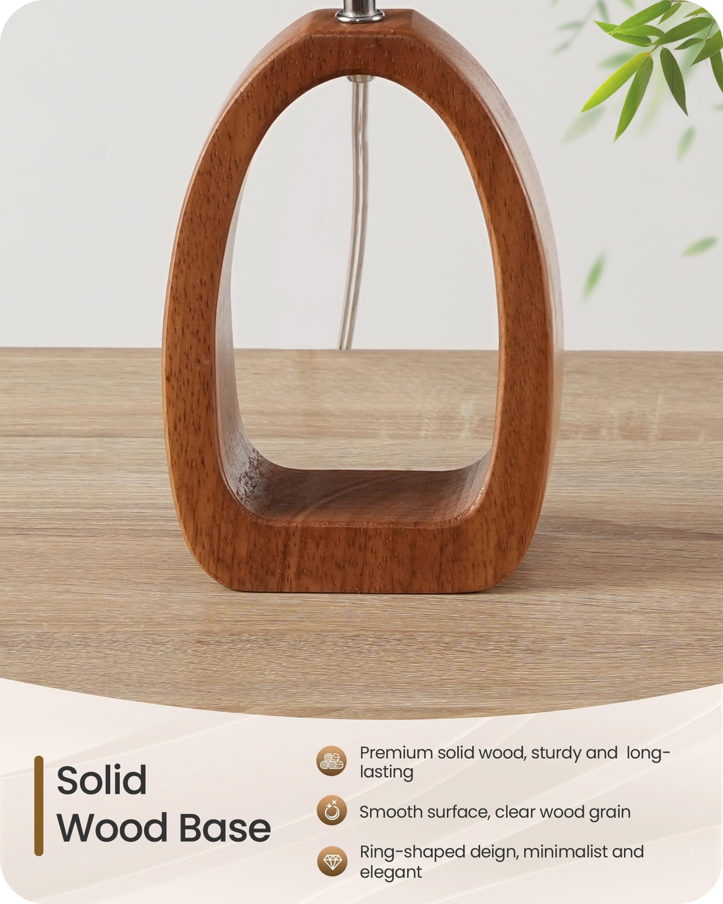 GOEBLESON Small Table Lamp, 14.2" Cute Little Desk Lamp, Wood Bedside Lamp with Linen Lampshade, Modern Nightstand Lamp for Bedroom, E26 Base, Bulb Not Included, Beige and Dark Natural LE07TL05