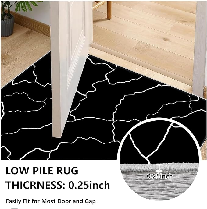 Abstract Rugs for Living Room - Modern Washable Area Rug, 3x4 Abstract Black and White Rug, Minimalist Rugs,Carpet Non Slip Home Decor