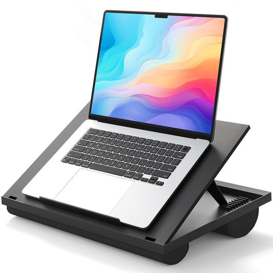 HUANUO Lap Desk, Portable Laptop Stand Fits Up to 15.6 Inch Laptops, Adjustable with 8 Angles Lap Desks for Adults - Dual Cushion Desk for Sofa, Bed, Car or Work Table