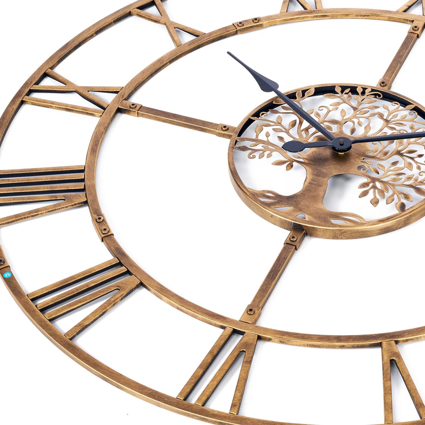 Ohweog 40 Inch Large Wall Clock for Living Room(Quick Assembly) – Bronze Metal Clock with Nature-Inspired Tree Design, Silent Non-Ticking, Battery Operated Roman Numeral Wall Clock for Home Decor