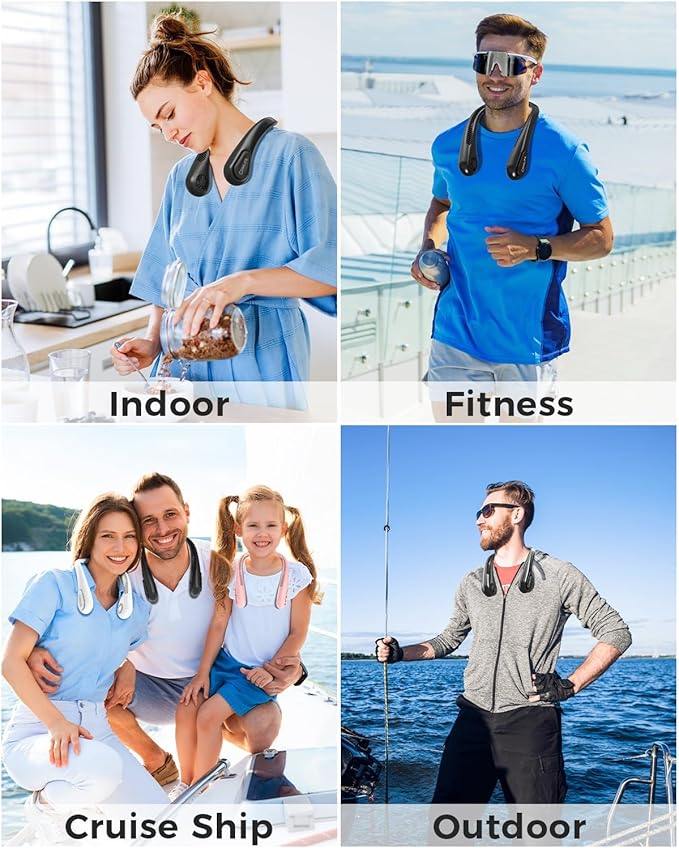 Portable Bladeless Neck Fan, Valentines Day Gifts for Him, Birthday Gifts for Men Women Father's Mother's Day, Wearable Cooling Fan Rechargeable, Essential for Camping Travel Beach Golf(2026 Upgraded)