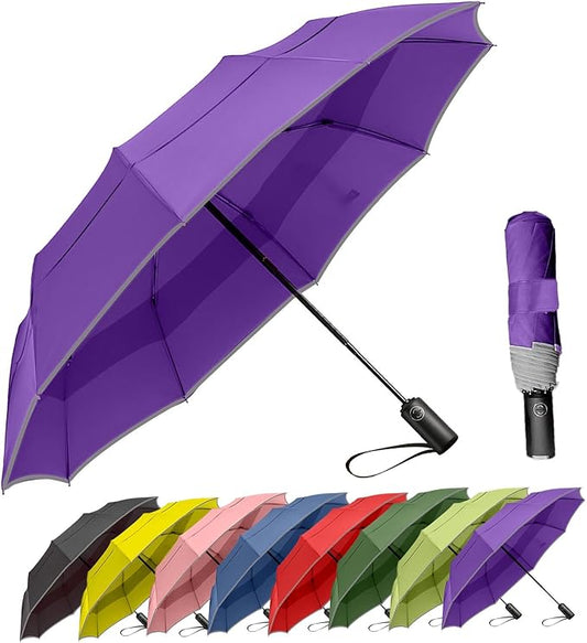 MRTLLOA 42/49 Inch Compact Windproof Travel Umbrella for Rain, Lightweight, Portable, Automatic, Strong, Waterproof Folding Umbrellas for Women, Men and Teenagers