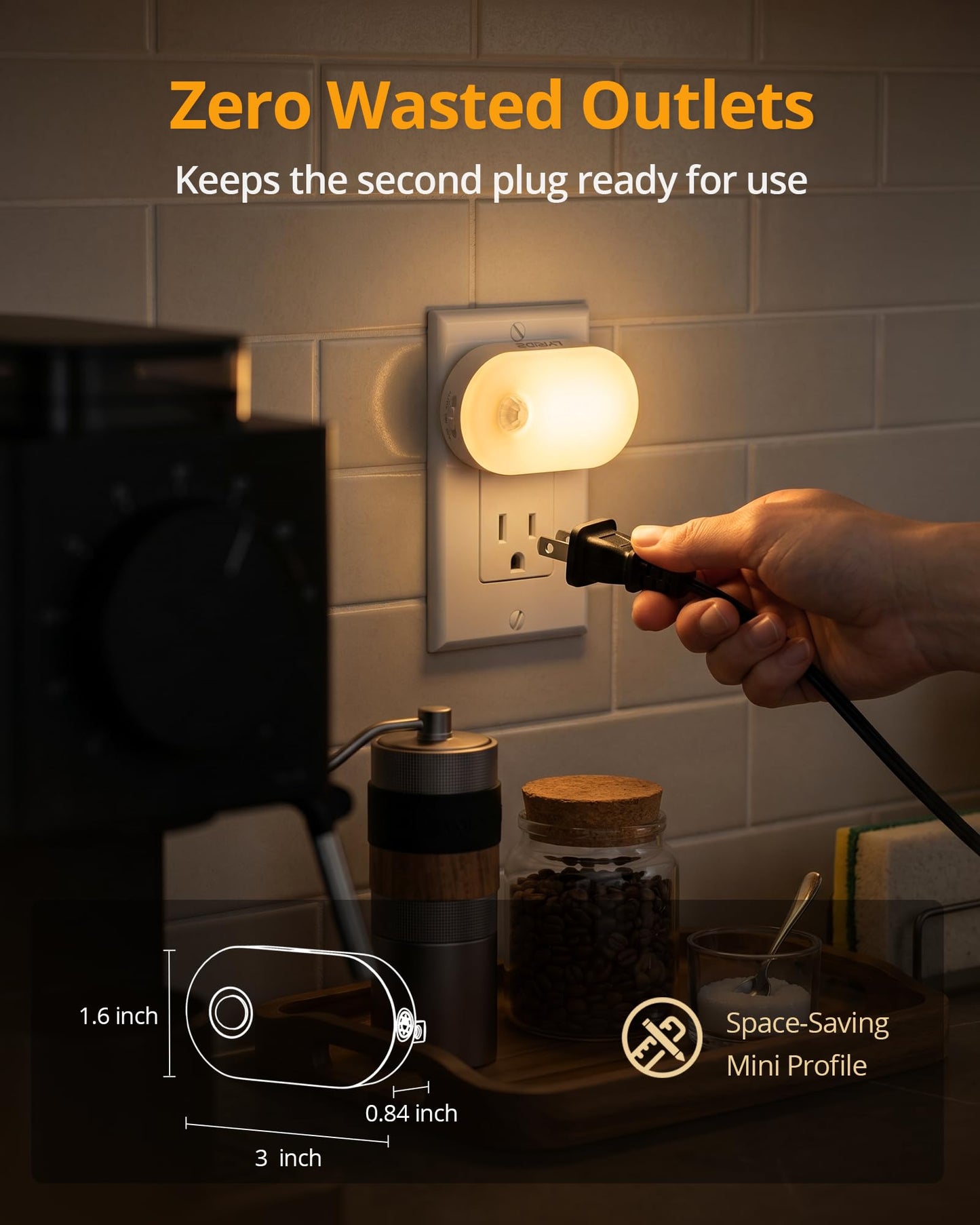 Lyridz Plug-in Night Light with Motion Sensor, 1-120 LM Stepless Adjustable Brightness LED Nightlights for Bathroom, Bedroom, Hallway, Stairs, Garage, Toilet, 4 Pack