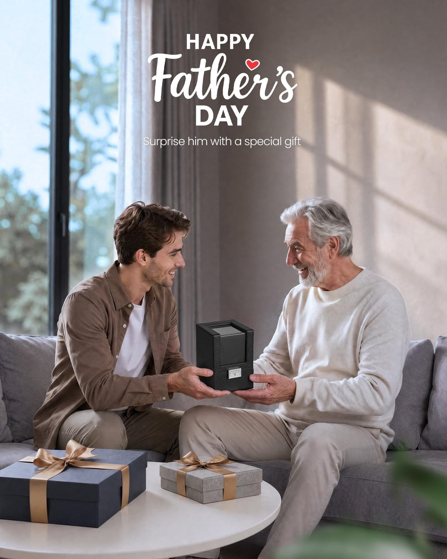 SONGMICS Automatic Single Watch Winder Box with Quiet Motor, for Automatic Watches, with LED Light, Adjustable Pillow, Lock, 4 Winding Settings, Fathers Day Gift for Dad, Black UJWB030B01