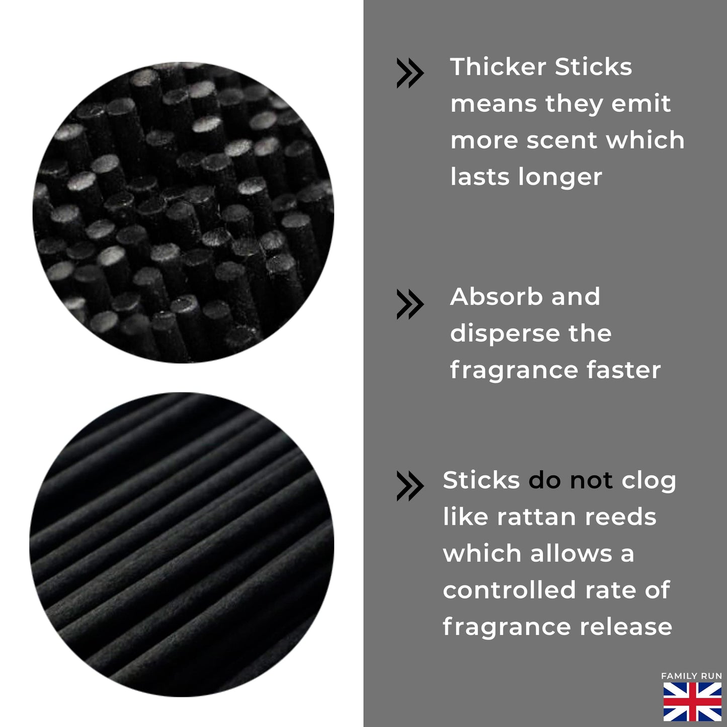 Ziffs Home® 120pcs Black Fibre Reed Diffuser Sticks - 25.4cm/10 Inches in x 4mm/0.16in - Thick Reeds Sticks - Fibre Reeds for Diffusers