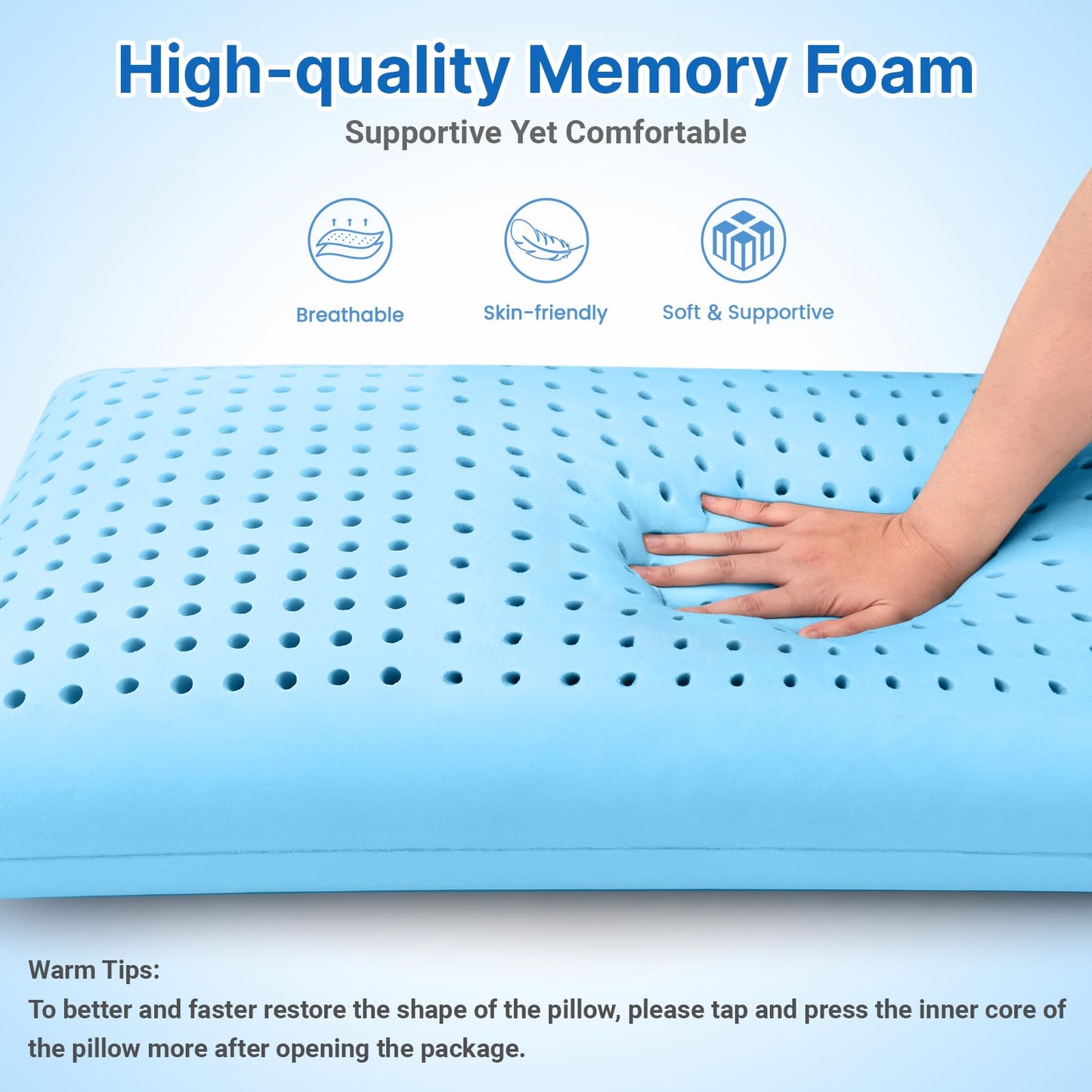 TranquilMoments Memory Foam Pillows, Bed Pillow for Side,Back and Stomach Sleepers,Neck Pillow for Sleeping with Removable and Machine Washable Cover, Standard Size (1 Pack)