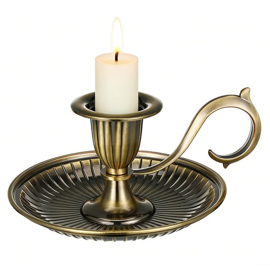 Vintage Candle Holder Candlestick Holder: Taper Candle Holders for Table Decor, Vintage Bronze Candles Stick Holders with Handle,Candles Stand Chamberstick Handheld for Party Wedding Decor Gift