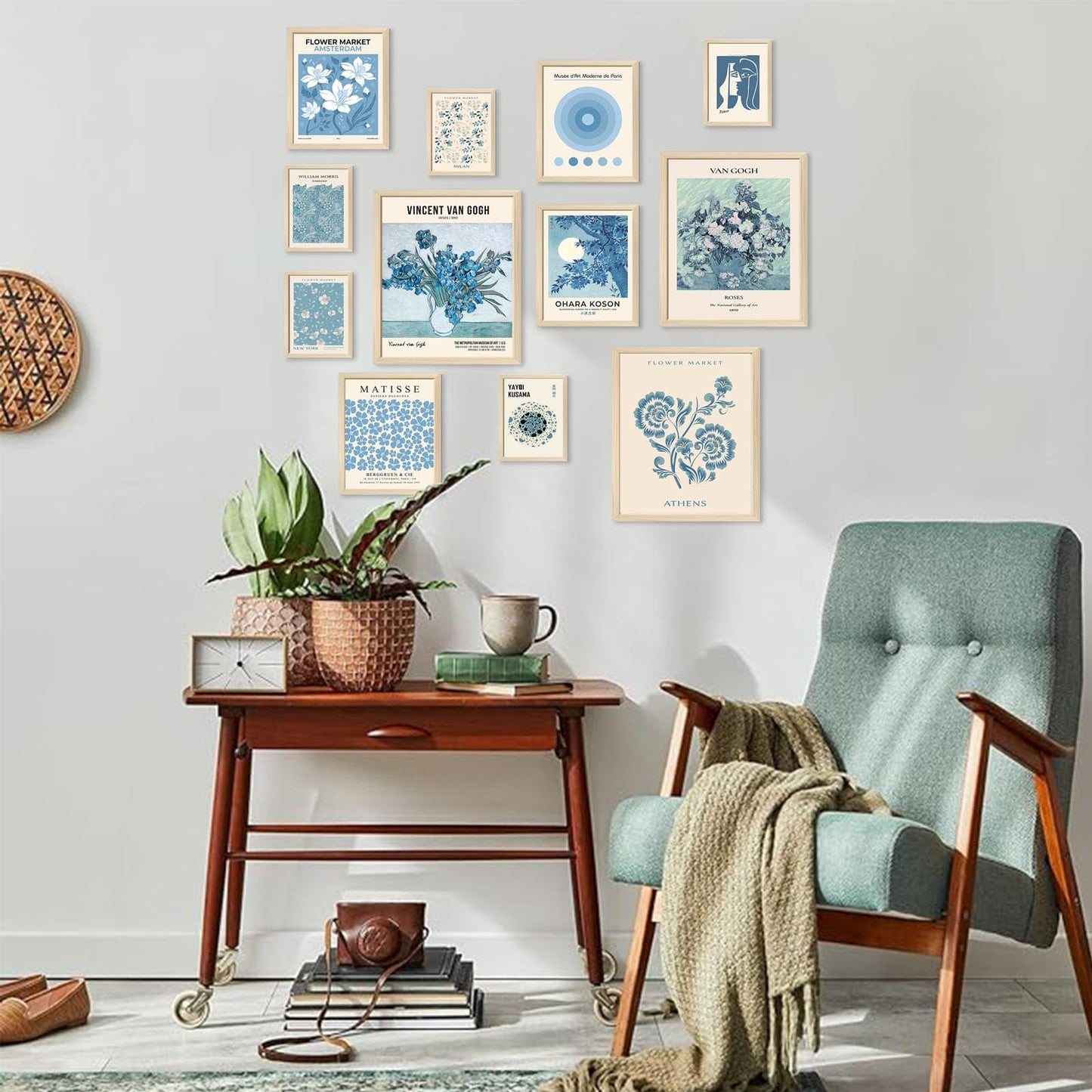 Aroutde Light Blue Wall Art Matisse Modern Wall Decor Coquette Aesthetic Blue Pictures Canvas Gallery Prints For Living Room Bedroon Dorm Set of 12 (Unframed)