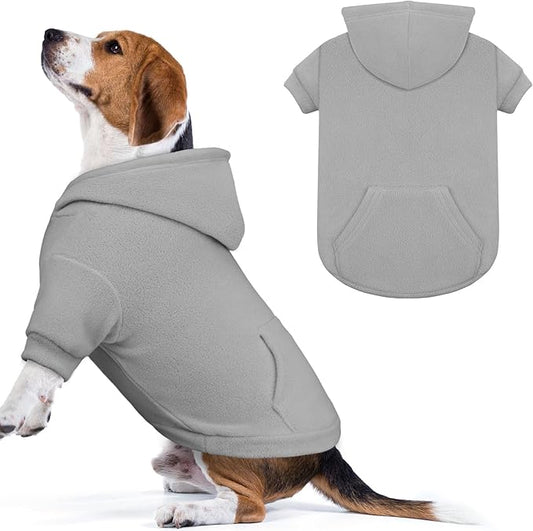 Dog Sweater,Dog Hoodies for Medium Dogs,Warm Fleece Sweatshirt with Hood & Pocket,Leash Hole,Cozy Cold Weather Pet Clothes Pet Sweater for Medium Dogs(Grey,M)