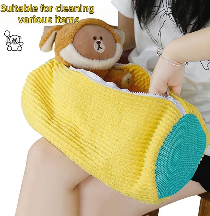 Shoe Wash Bags for Washing Machine (2 Pack), Reusable Laundry Bags for Sneakers, Footwear, Bike Shoes, 360° Deep Clean Shoe Washing Bag (Yellow)