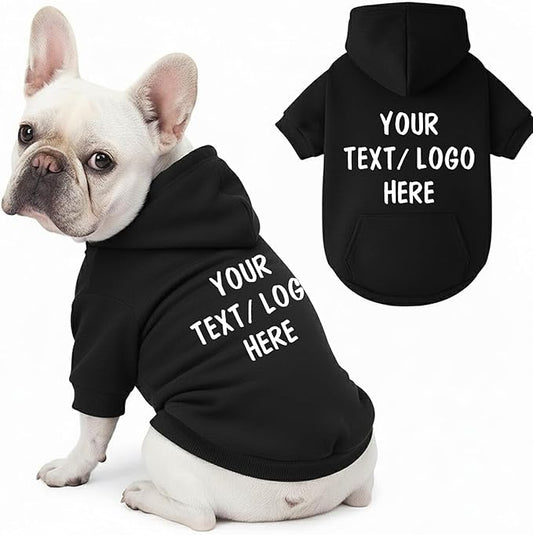 Custom Text & Logo Dog Hoodie, Embroidery Pet Sweaters for Small Dogs, Customized Pet Clothes Warm Winter Outfit for Dogs, Bright Puppy Sweatshirt, Pets Birthday Outfit, Dog Lovers Gifts