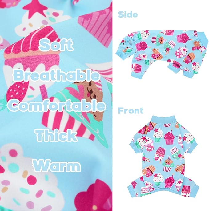 XPUDAC 4 Pack Dog Pajamas Cute Soft Dog Clothes for Small Medium Dogs Boy Girl Stretchy Pjs Jammies Outfit Puppy Onesies, Large