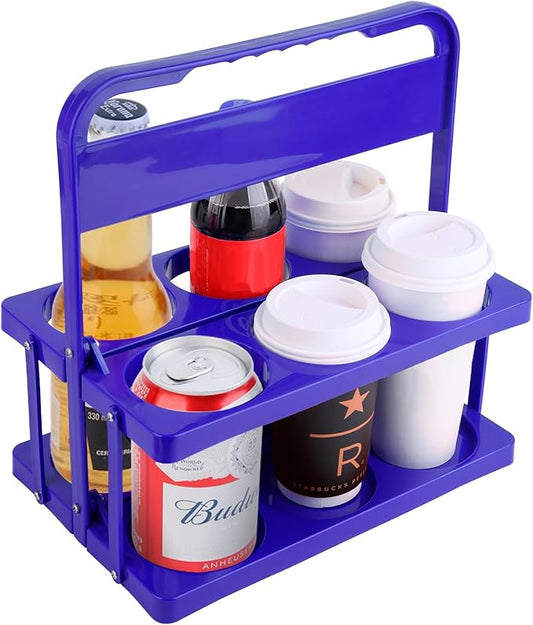 musbus Reusable Drink Carrier with Handle for Food Delivery Drivers, Portable Cup/Coffee Holder Accessories for Delivery, Foldable Drinks Caddy with Tray, Car Durable Plastic Festive Bottle, Vacation