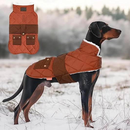 KYEESE Dog Coat Soft Dogs Jacket with Pocket Warm Pet Winter Puffer Coat with Leash Hole Windproof Pet Sweater with Thick Dog Coats for Medium Dogs Waterproof Pets Clothes for Cold Weather