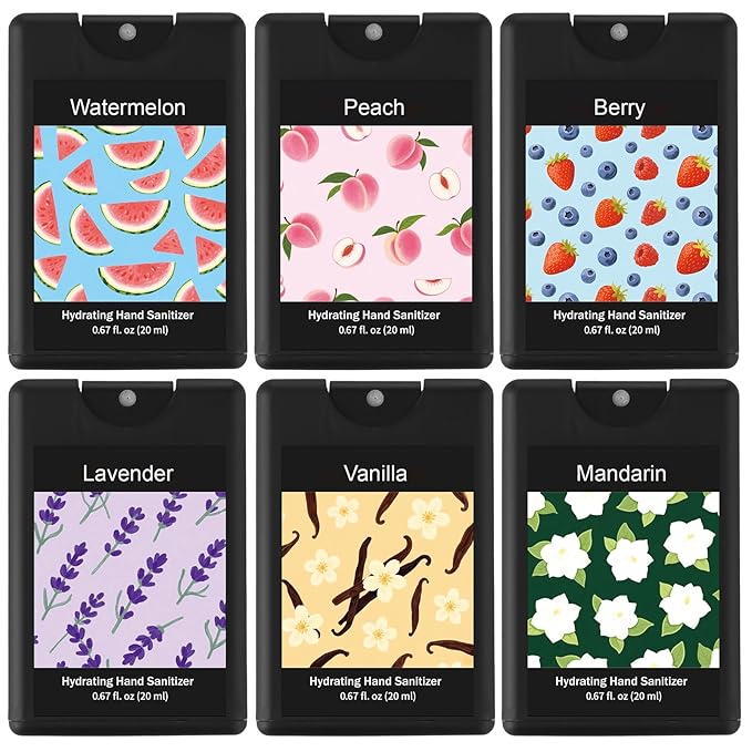 6 Pack Hand Sanitizer Spray Travel Size Scented Hand Sanitizer Spray Mini Hydrating Pocket Gifts for Spring Holiday Party Favor Coworker Staff Teacher