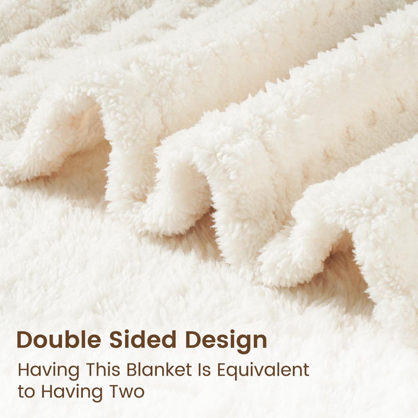 David's Home Ultra Soft Fleece Blanket Queen Size for Bed, Plush Shaggy Fluffy 3D Jacquard Waffle Throw for Couch, Warm Lightweight for Fall Winter,Fuzzy Aesthetic Room Decor,90x90 inches,Cream