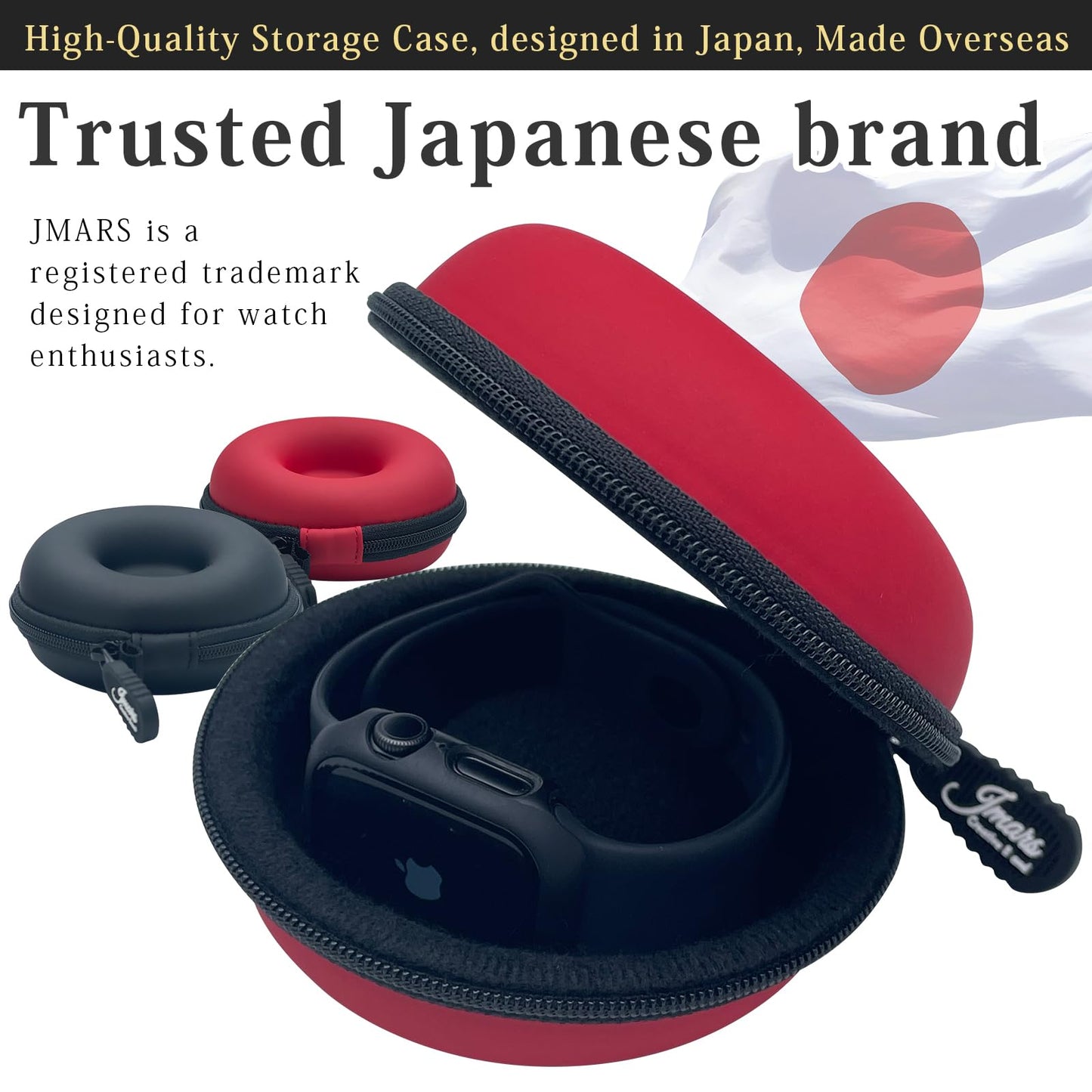 JMARS Watch Travel Case, Shock-Tested Single Watch Case for Wristwatches & Smart Watches, Leather Black