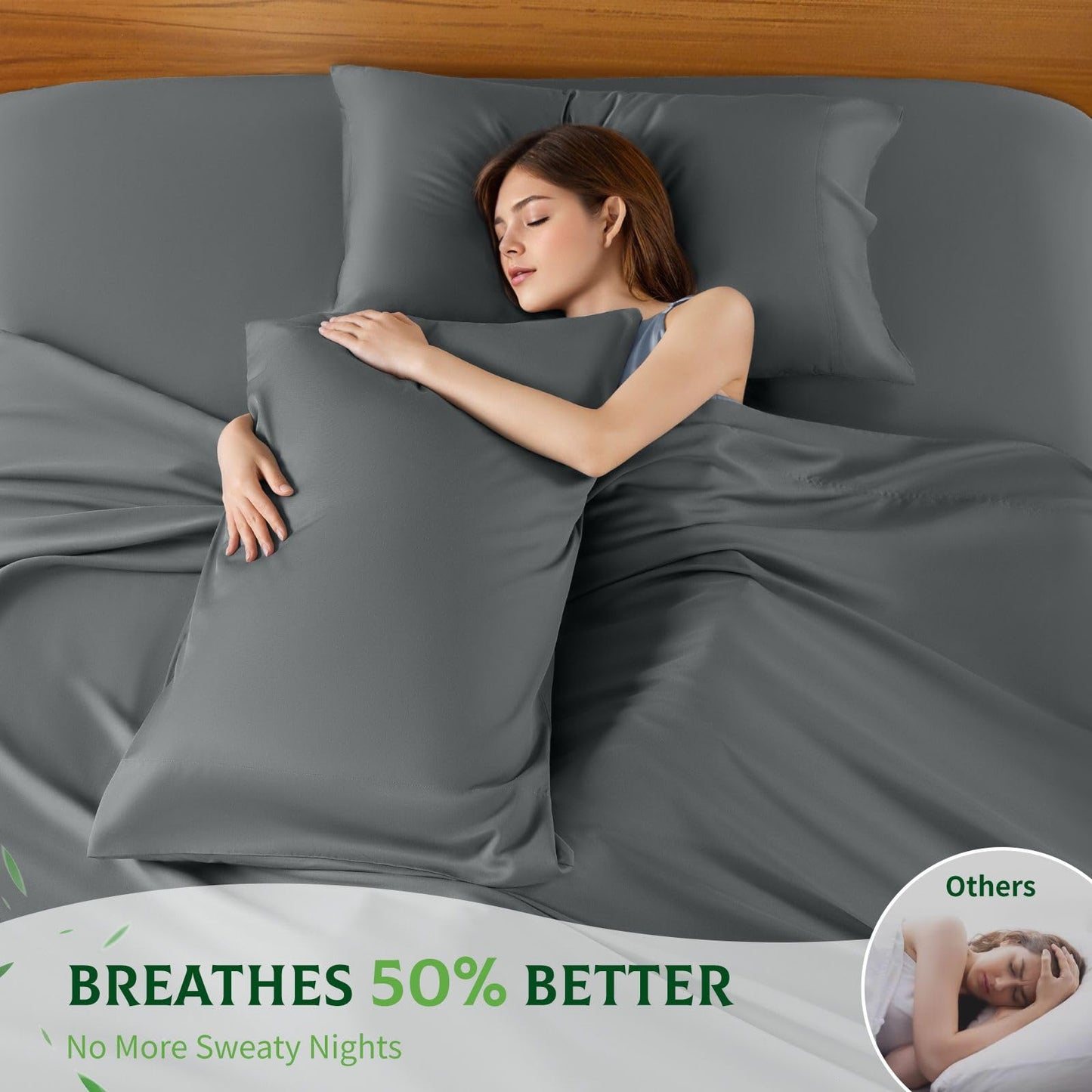 SONORO KATE 100% Viscose Derived from Bamboo_, Extra Deep Pocket up to 18"-24",Ultra Soft & Cooling Sheets for Hot Sleepers, Hotel Luxury Silky Bed Sheets (Dark Grey,King)