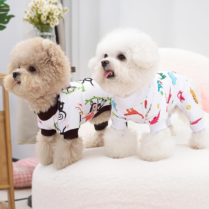 XPUDAC 4 Pack Dog Pajamas Soft Strechy Summer Doggie Clothes for Small Medium Dogs Boy Girl Cat Apparel, 3XL