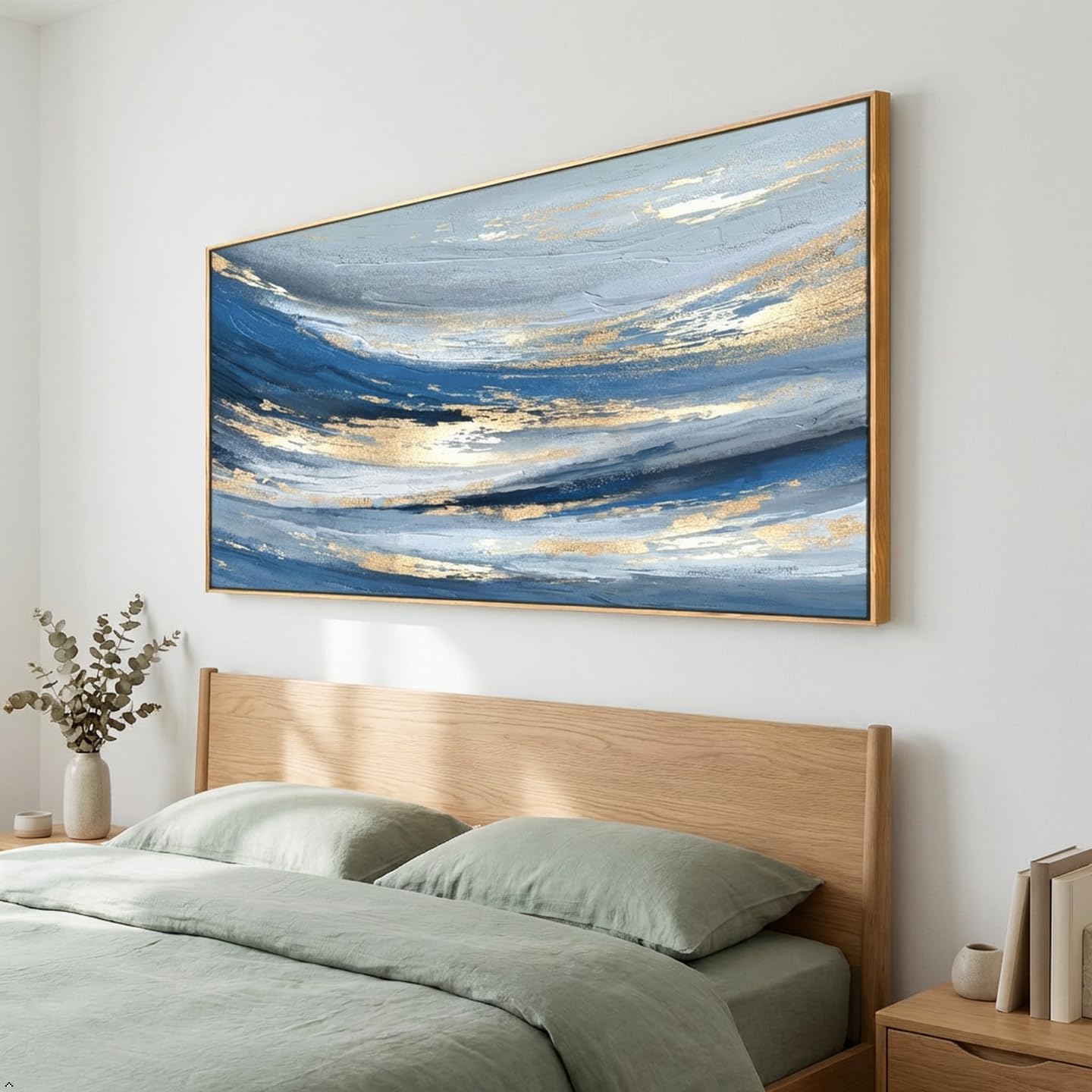 Abstract Wall Art Canvas Paintings Blue Fantasy Modern Large Framed Artwork Decor for Living Room Bedroom Office Painting Home Decor 30"x60"