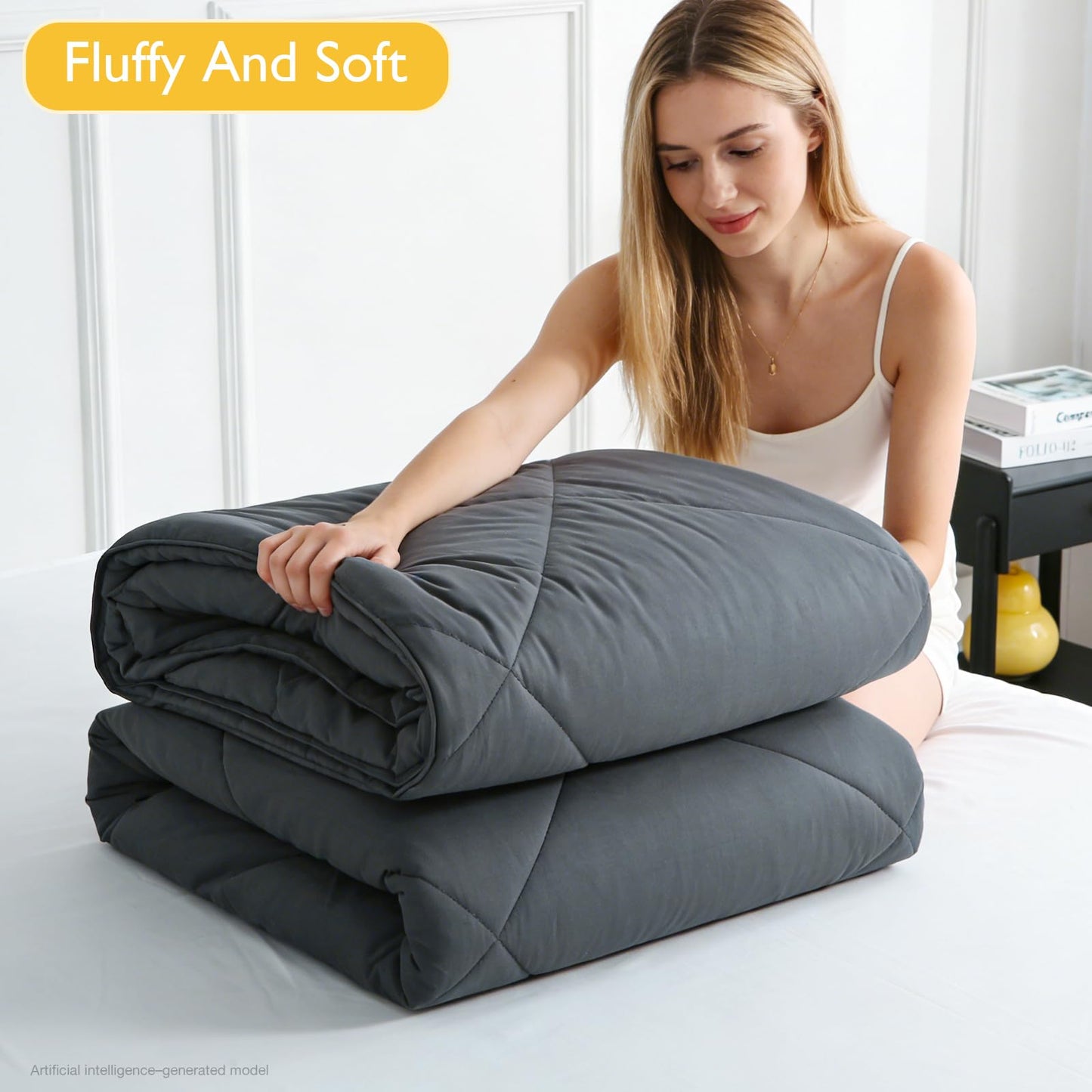100% Cotton Filled Comforter, Premium Upgraded Cotton Bed Quilt Suitable for All Seasons, Comfortable Soft Noise-Free, Breathable and Fluffy, King, Gray | 100% Cotton, All Seasons, Breathable Fluffy