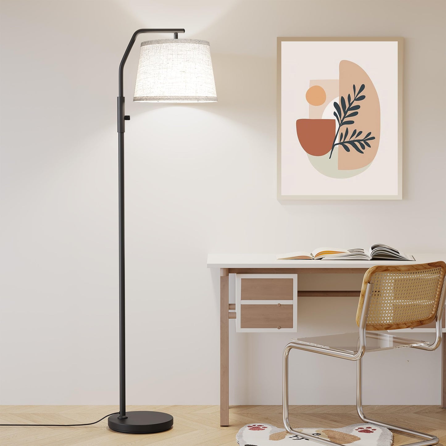 SUNMORY Floor Lamps for Living Room, 9W Bulb Included, Lamp for Bedroom with Adjust Head, Standing Lamp with Rotary Switch, 0-100% Dimmable Floor Lamp for Living Room Bedroom Office Nursery