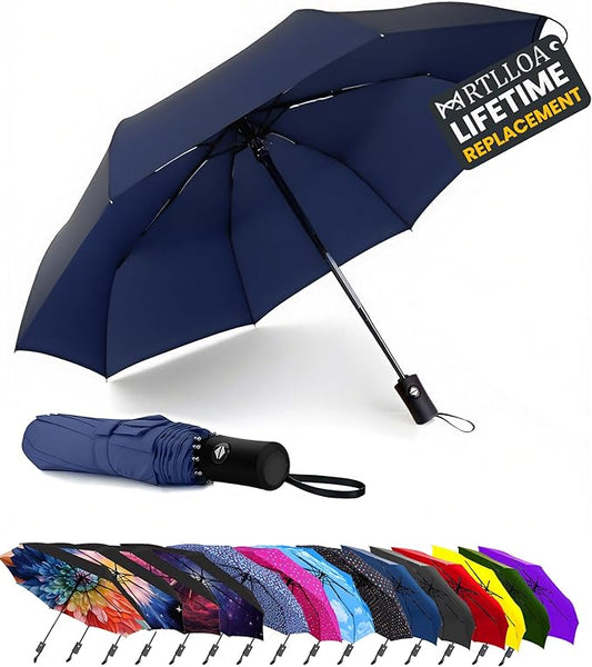MRTLLOA 42/49 Inch Compact Windproof Travel Umbrella for Rain, Lightweight, Portable, Automatic, Strong, Waterproof Folding Umbrellas for Women, Men and Teenagers
