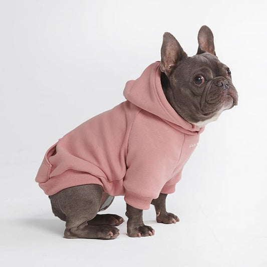 Spark Paws Dog Hoodie – Premium Dog Sweater for Small, Medium, and Large Dogs | Warm Outfits for French Bulldogs, Pitbull, Puppy, Winter Jacket Alternative - Dusty Pink - XL