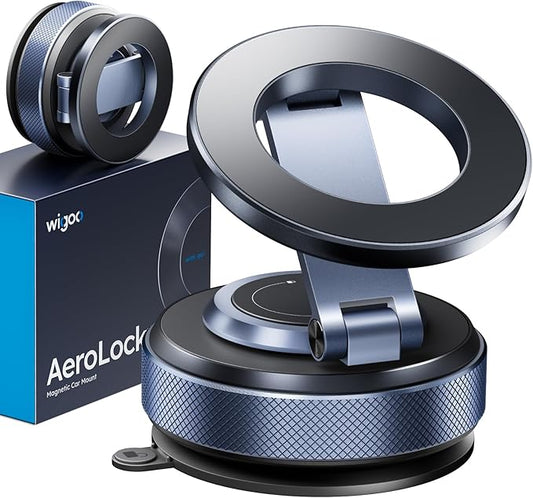Wigoo Vacuum Magnetic Phone Holder for Car for Magsafe [80LBS Suction & 3000gf Magnetic] 360° Adjustable Car Phone Mount, for iPhone 17 Pro Max 16 15 14 13 12 Air Plus, Black