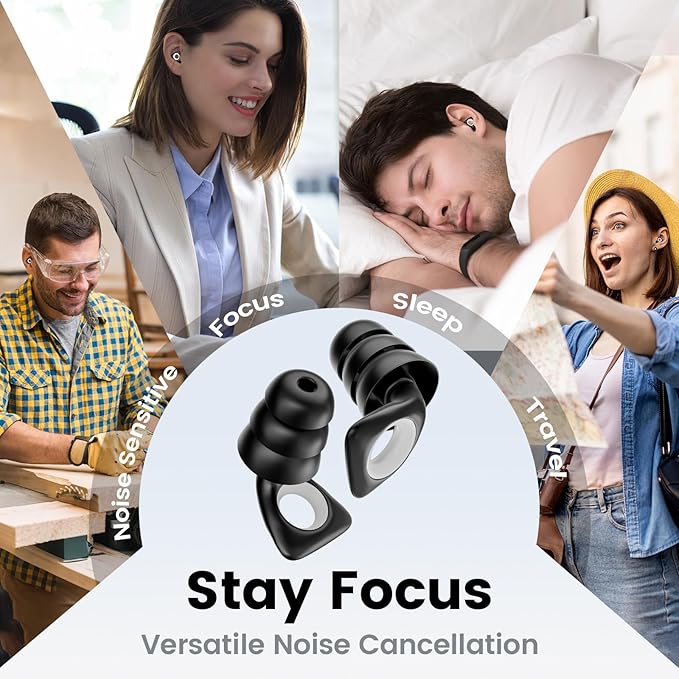 Ear Plugs for Sleeping SNR 29dB, Noise-Canceling Earbuds with 5 Sizes Eartips and a Portable Case, Reusable Silicone Hearing Protection Earplugs for Sleep, Concerts, Work, Study, and Travel