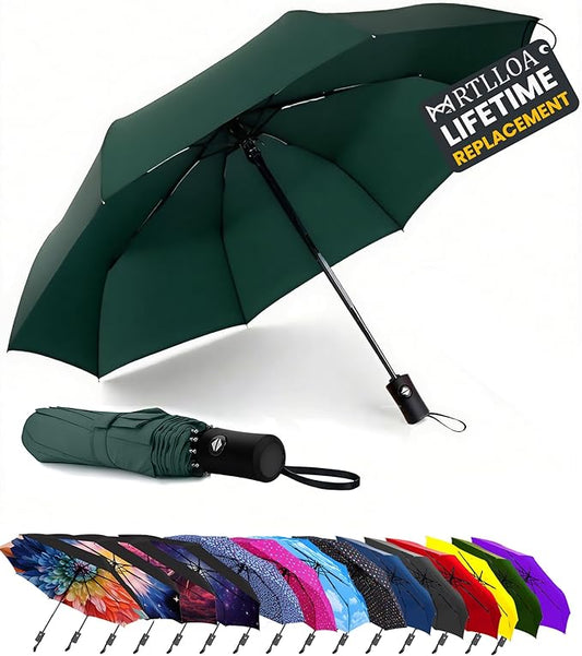 MRTLLOA 42/49 Inch Compact Windproof Travel Umbrella for Rain, Lightweight, Portable, Automatic, Strong, Waterproof Folding Umbrellas for Women, Men and Teenagers