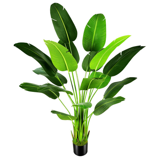 OXLLXO 7.2ft Artificial Silk Bird of Paradise Palm Tree (85in) with 17 Trunks Faux Tree and Plastic Nursery Pot, Fake Plant for Office House Farmhouse Living Room Home Decor (Indoor/Outdoor)