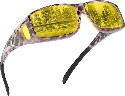 Night Driving Glasses for Men Women Anti Glare Polarized Fit Over Night Vision glasses