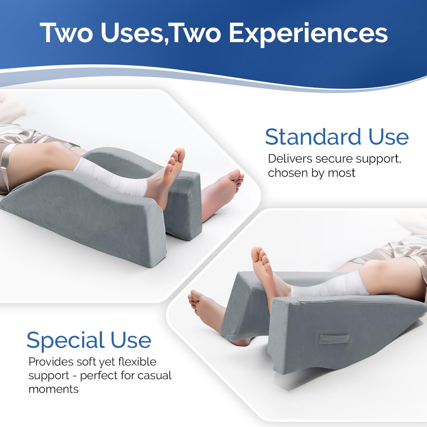 Dreamer Car Leg Elevation Pillow for After Surgery, Injury, or Rest, Ankle Fixation Leg Pillow, Supportive Memory Foam Wedge Pillow for Legs Pain Relief with Anti-Slip Base & 3 Handles