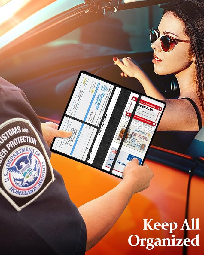 Slohif Car Registration and Insurance Card Holder with Magnetic Shut - Vehicle Glove Box Organizer Women Leather Automobile License Holders Coasters Auto Accessories Case for Document,Forest