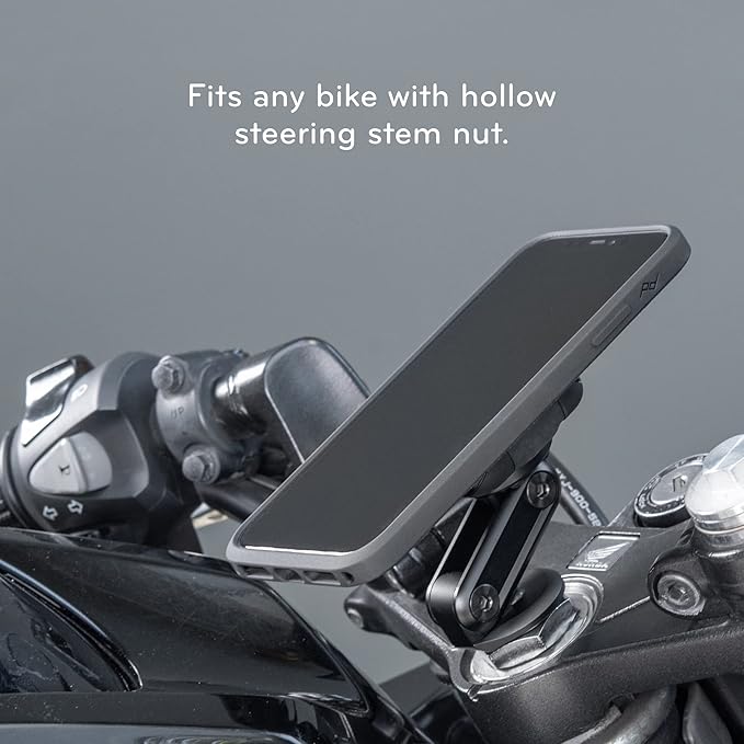 Peak Design Mobile Motorcycle Stem Phone Mount, Non-Charging, SlimLink Mounting Technology, Rigid Arm, Fits Hollow Steering Stem Nuts (13-26mm), Vibration Isolator, Motorcycle Phone Mount